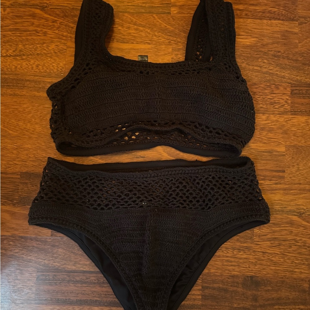 Beach Riot Black Crochet Bikini Set